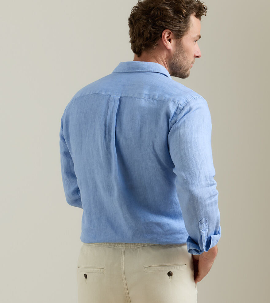 Peter Millar Shoreside Linen Sport Shirt: Bluebird