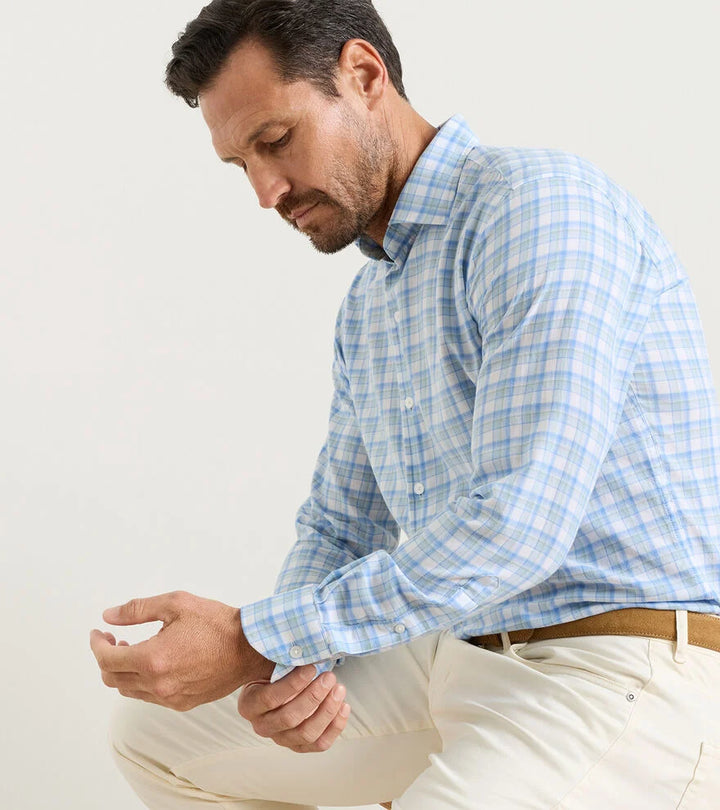 Peter Millar Waterrock Cotton Lyocell Sport Shirt: Stream Blue