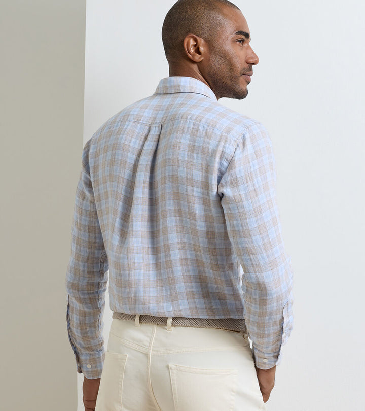 Peter Millar Milo Linen Sport Shirt: Cloudy Blue