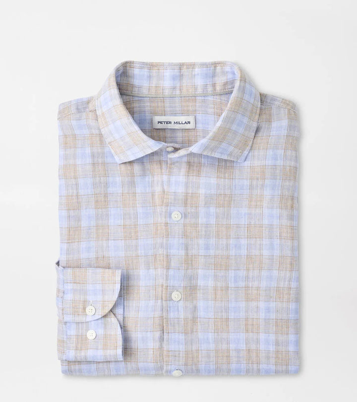 Peter Millar Milo Linen Sport Shirt: Cloudy Blue