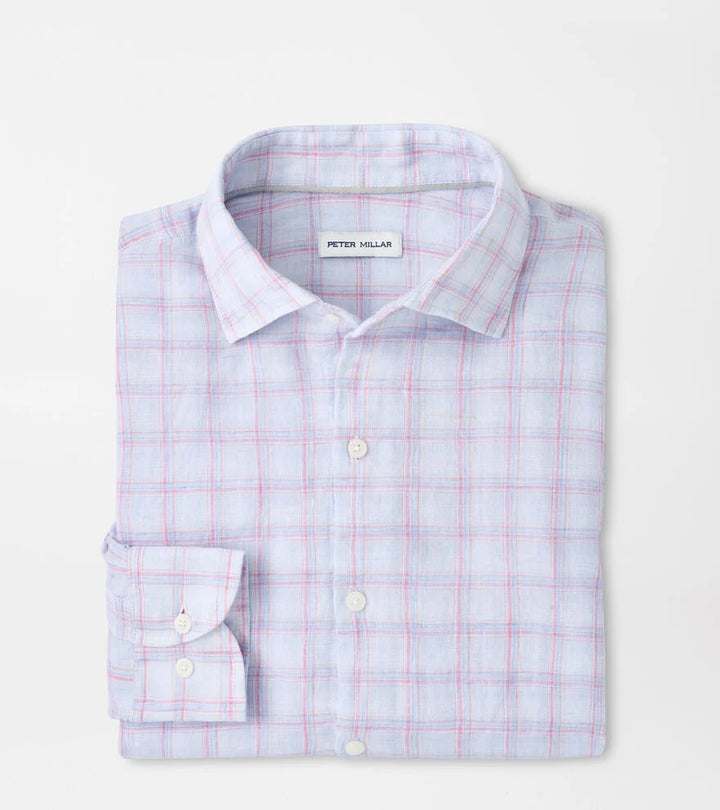 Peter Millar Frisbee Linen Sport Shirt: Stream Blue