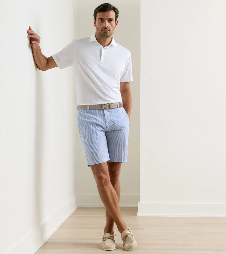 Peter Millar Crown Crafted Surge Linen-Blend Stripe Performance Short: Dusk Blue
