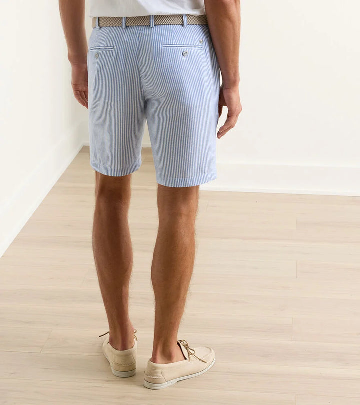 Peter Millar Crown Crafted Surge Linen-Blend Stripe Performance Short: Dusk Blue