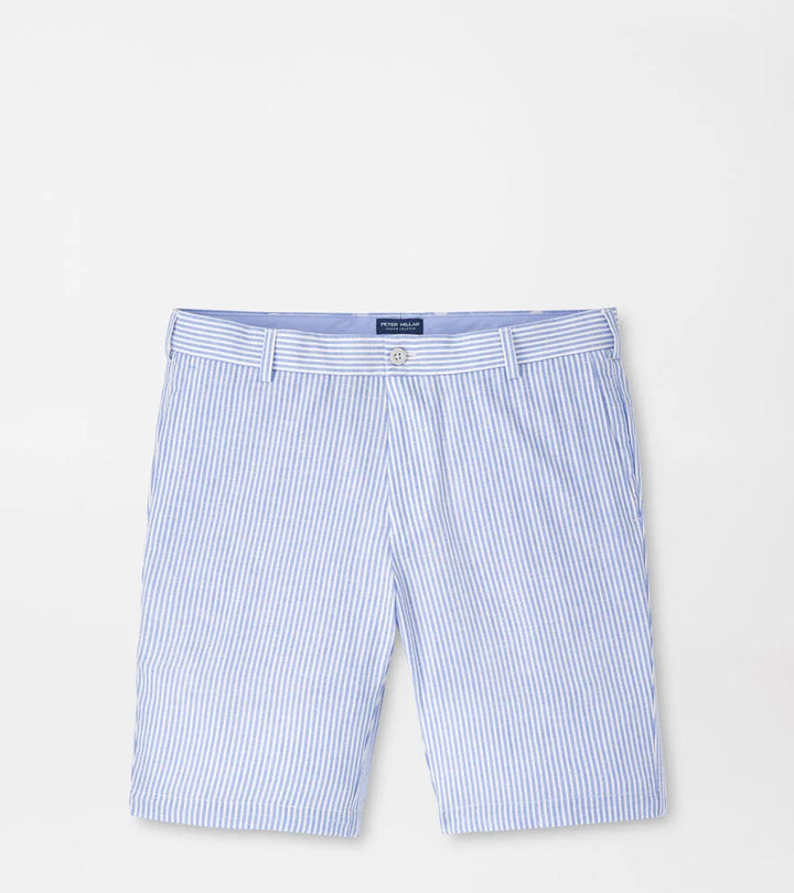 Peter Millar Crown Crafted Surge Linen-Blend Stripe Performance Short: Dusk Blue