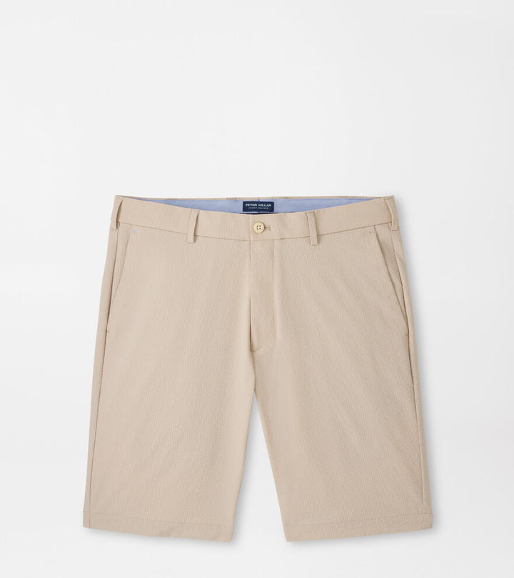Peter Millar Crown Crafted Matlock Seersucker Performance Short: Khaki