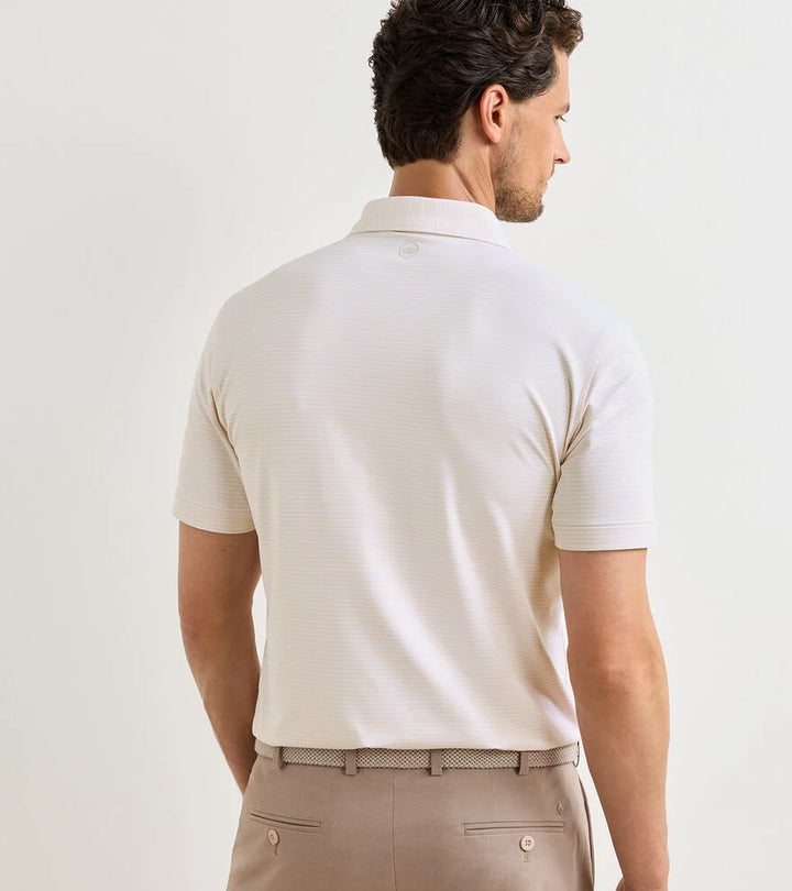 Peter Millar Crown Crafted Ballad Performance Jersey Polo: White / Light Orange Sorbet