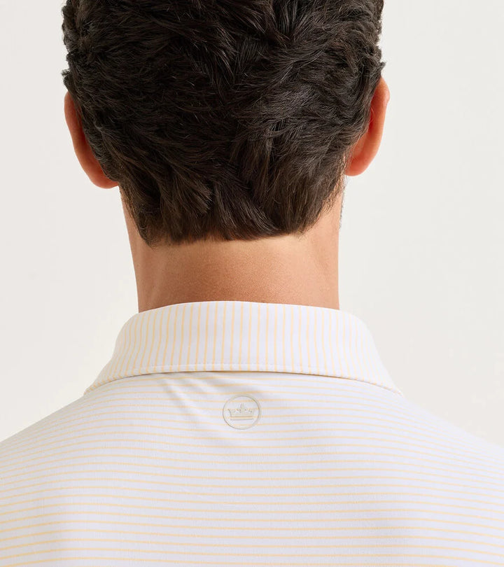 Peter Millar Crown Crafted Ballad Performance Jersey Polo: White / Light Orange Sorbet