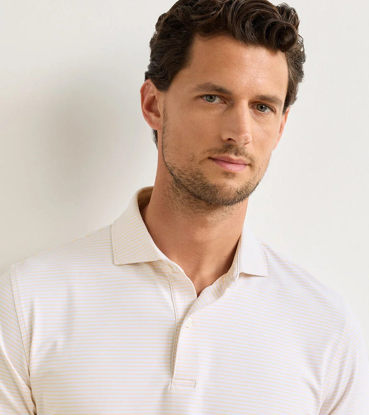 Peter Millar Crown Crafted Ballad Performance Jersey Polo: White / Light Orange Sorbet