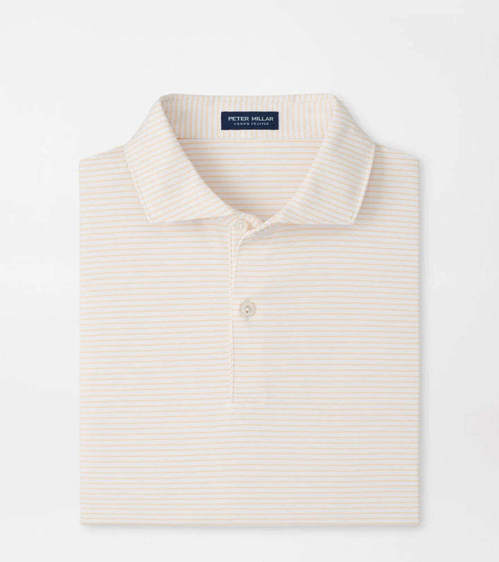 Peter Millar Crown Crafted Ballad Performance Jersey Polo: White / Light Orange Sorbet