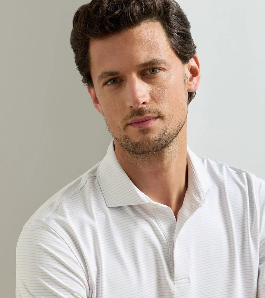 Peter Millar Crown Crafted Ballad Performance Jersey Polo: White/Truffle