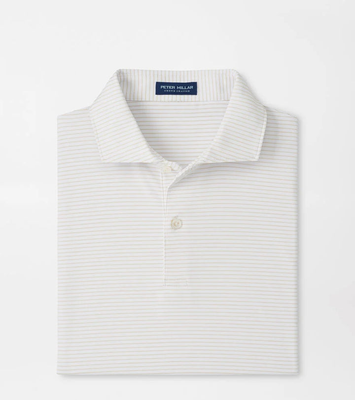 Peter Millar Crown Crafted Ballad Performance Jersey Polo: White/Truffle