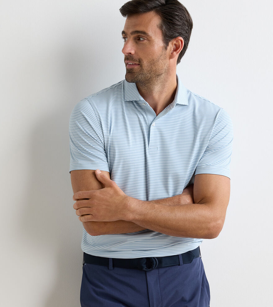 Peter Millar Crown Crafted Ensemble Performance Jersey Polo: White/Light Willow