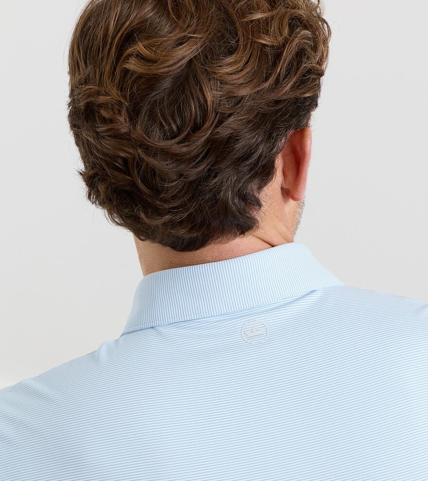 Peter Millar Crown Crafted Treble Performance Jersey Polo: Blue Brisk