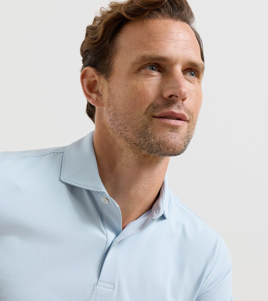 Peter Millar Crown Crafted Treble Performance Jersey Polo: Blue Brisk