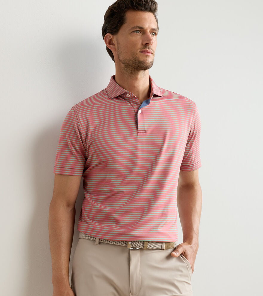 Peter Millar Crown Crafted Keynote Performance Jersey Polo: Faded Scarlet