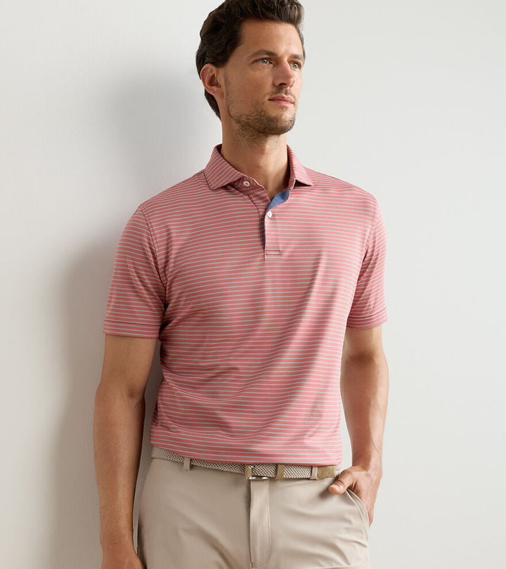 Peter Millar Crown Crafted Keynote Performance Jersey Polo: Faded Scarlet