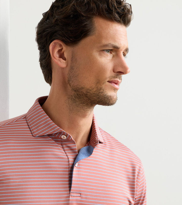 Peter Millar Crown Crafted Keynote Performance Jersey Polo: Faded Scarlet