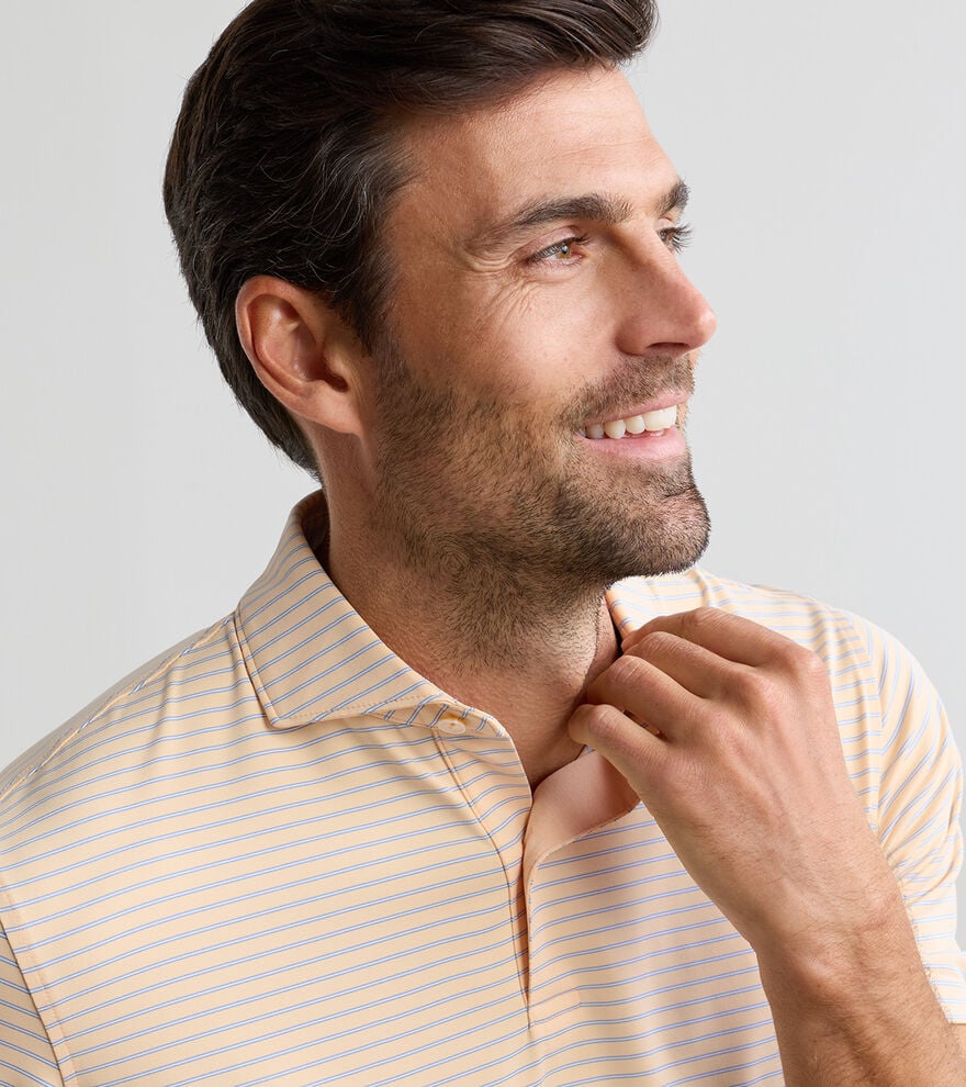 Peter Millar Crown Crafted Keynote Performance Jersey Polo: Light Orange Sorbet