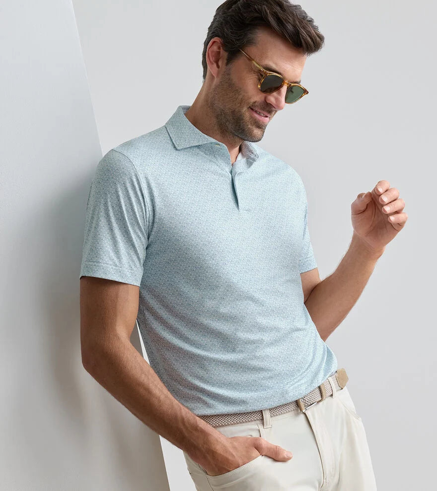 Peter Millar Crown Crafted Wood Fired Performance Jersey Polo: White