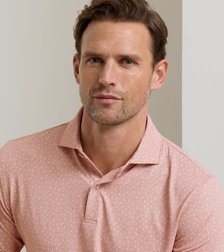 Peter Millar Crown Crafted Casablanca Performance Jersey Polo: Faded Scarlet