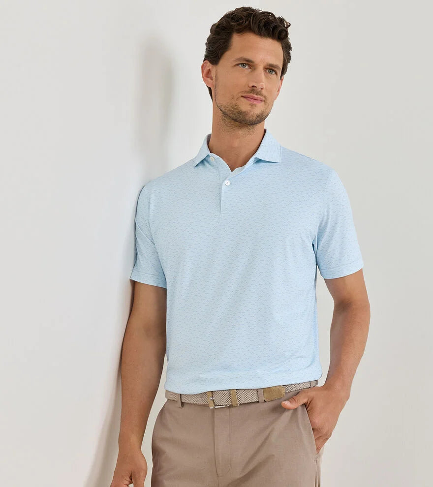 Peter Millar Crown Crafted Soprano Waves Performance Jersey Polo: Blue Brisk