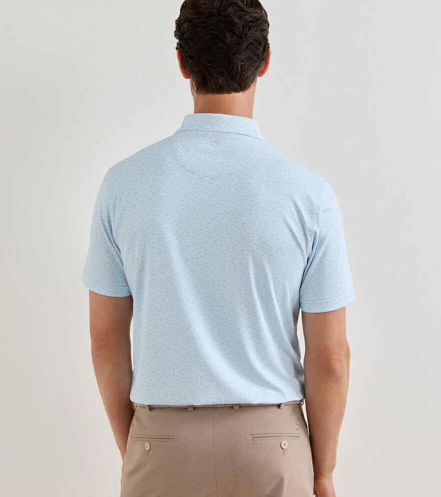 Peter Millar Crown Crafted Soprano Waves Performance Jersey Polo: Blue Brisk