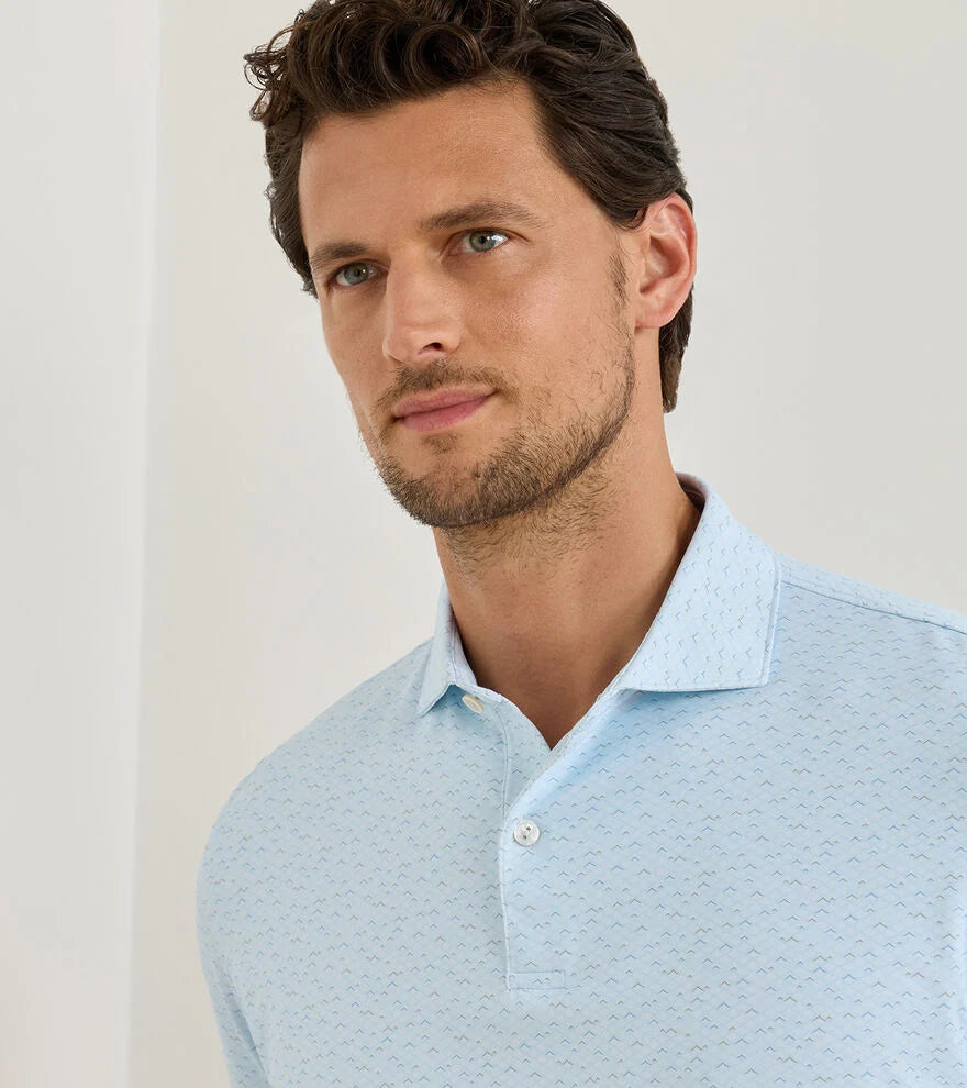 Peter Millar Crown Crafted Soprano Waves Performance Jersey Polo: Blue Brisk