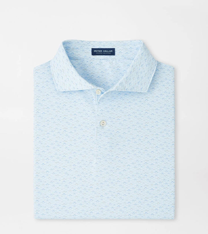 Peter Millar Crown Crafted Soprano Waves Performance Jersey Polo: Blue Brisk