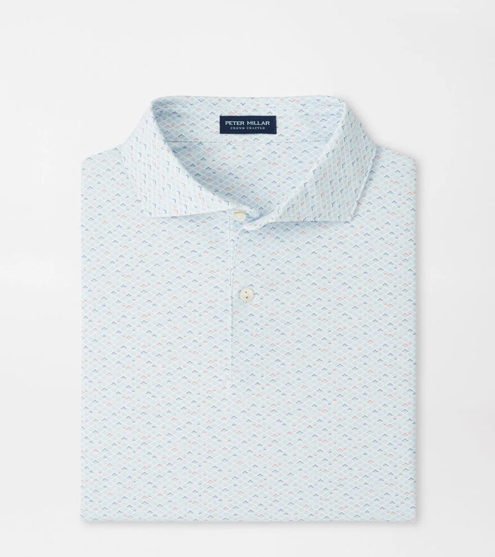 Peter Millar Crown Crafted Soprano Waves Performance Jersey Polo: White