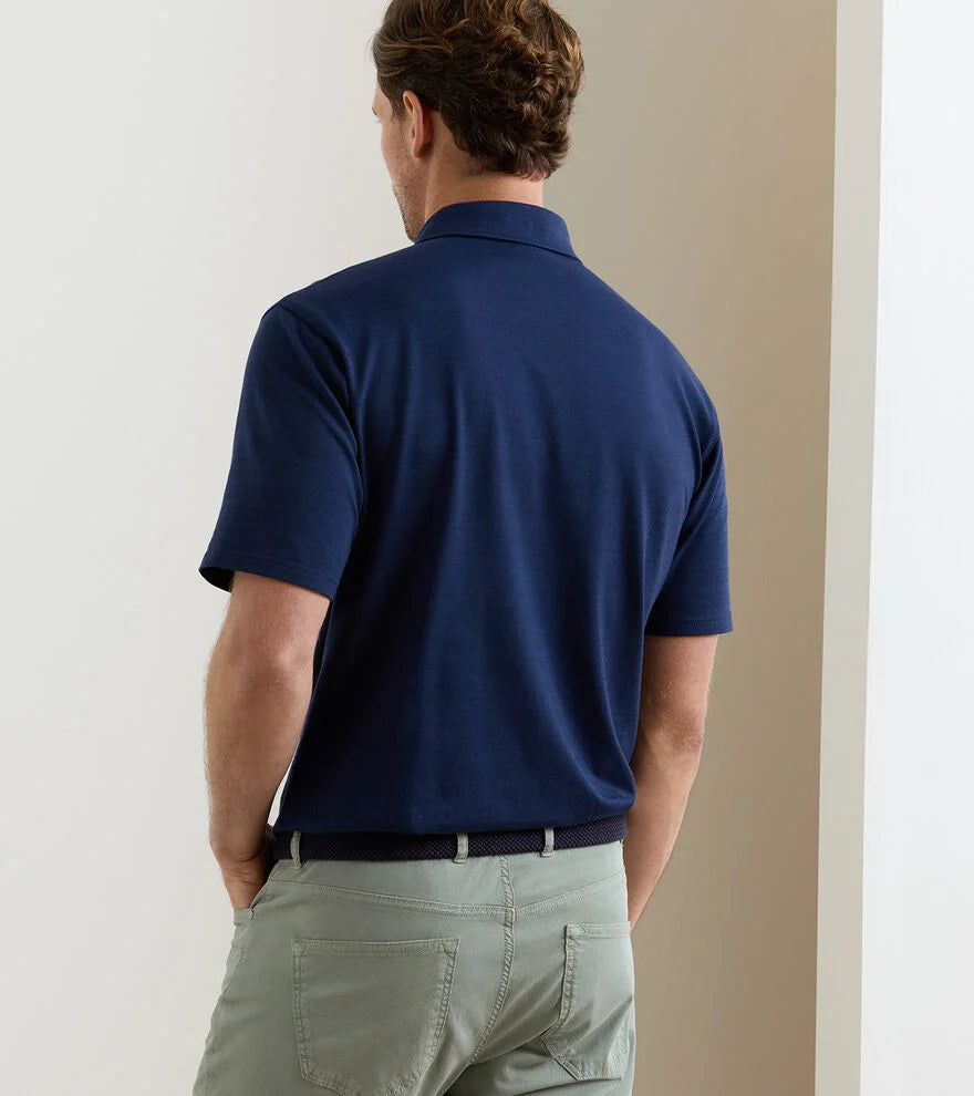 Peter Millar Excursionist Flex Herringbone Knit Polo: Navy