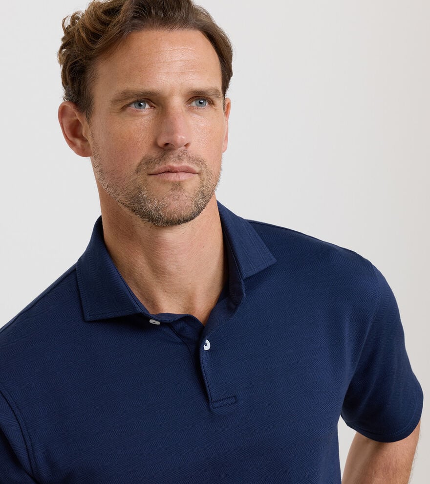Peter Millar Excursionist Flex Herringbone Knit Polo: Navy