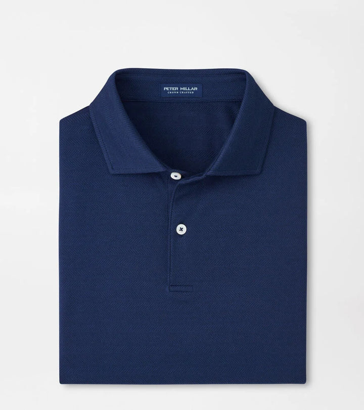 Peter Millar Excursionist Flex Herringbone Knit Polo: Navy