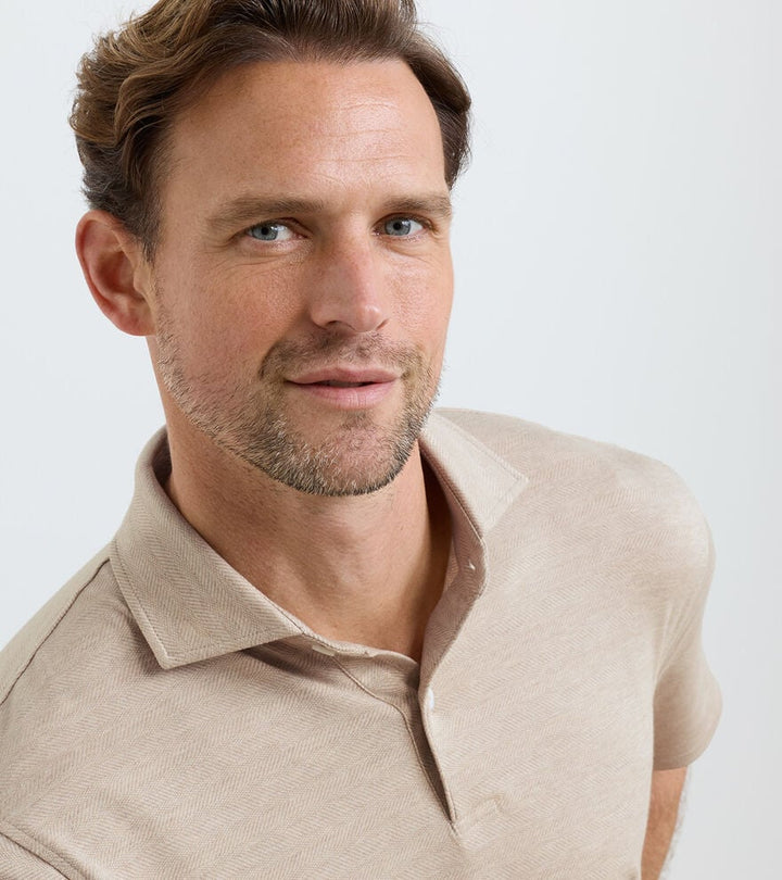 Peter Millar Excursionist Flex Herringbone Knit Polo: Truffle