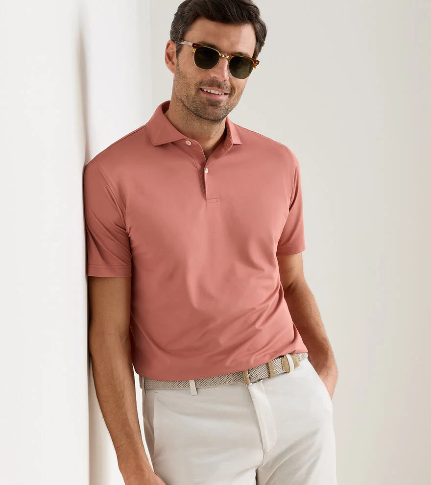 Peter Millar Soul Performance Mesh Polo: Faded Scarlet