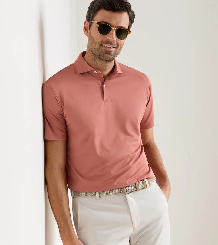 Peter Millar Soul Performance Mesh Polo: Faded Scarlet