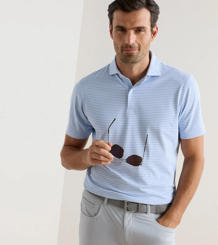 Peter Millar Tempo Performance Mesh Polo: Blue Frost