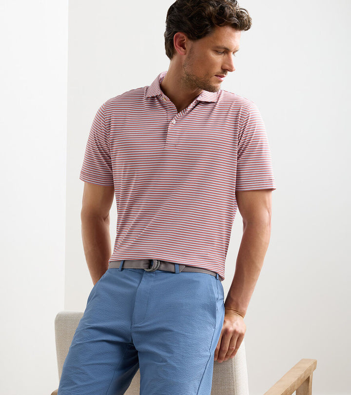 Peter Millar Tempo Performance Mesh Polo: Faded Scarlet