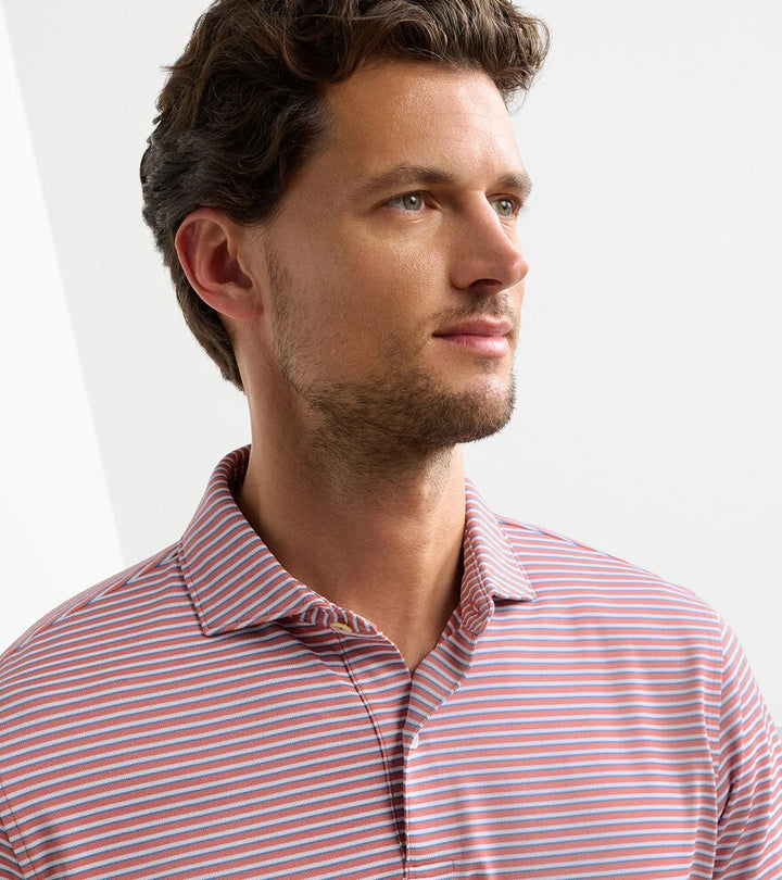 Peter Millar Tempo Performance Mesh Polo: Faded Scarlet