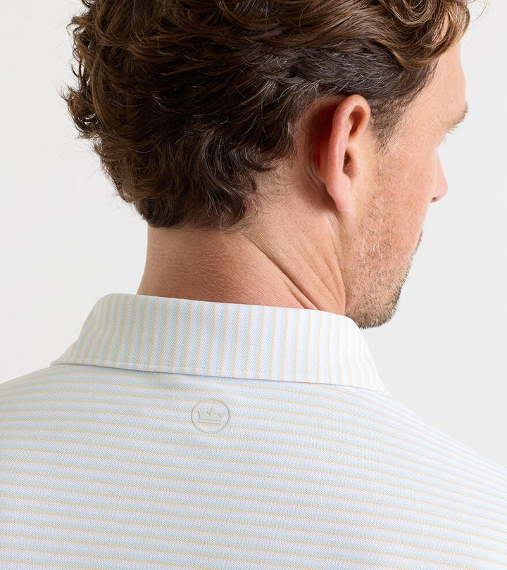 Peter Millar Tempo Performance Mesh Polo: White/Blue Brisk