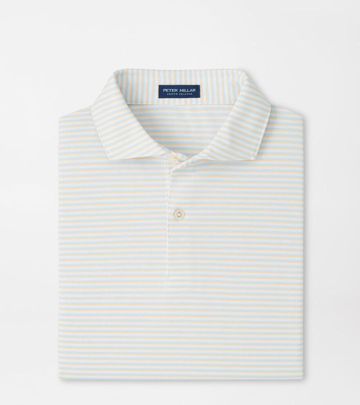 Peter Millar Tempo Performance Mesh Polo: White/Blue Brisk
