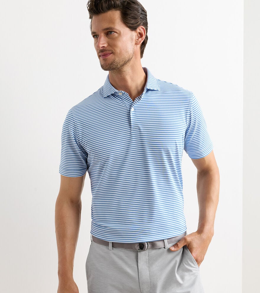 Peter Millar Tempo Performance Mesh Polo: White/Storm