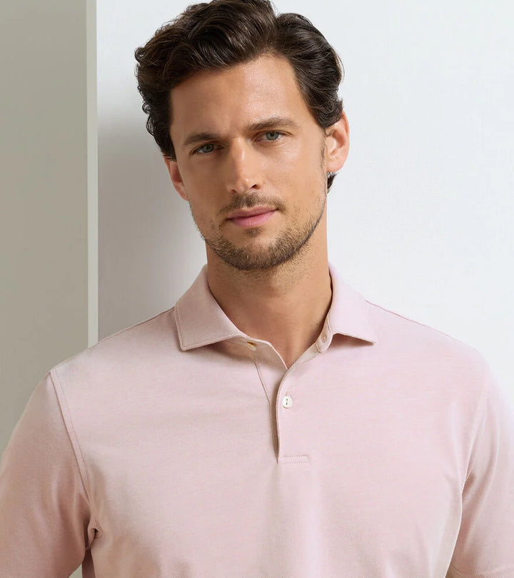 Peter Millar Albatross Cotton-Blend Piqué Polo: Faded Scarlet