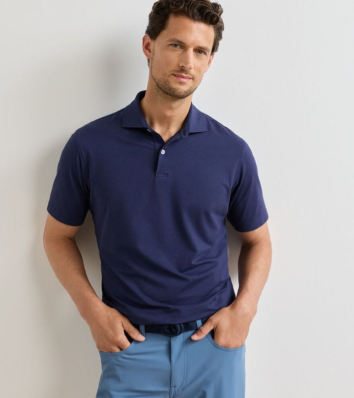 Peter Millar Albatross Cotton-Blend Piqué Polo: Navy