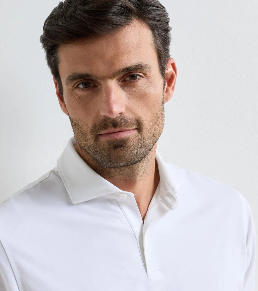 Peter Millar Albatross Cotton-Blend Piqué Polo: White