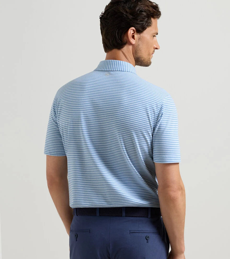 Peter Millar Albatross Stripe Cotton-Blend Piqué Polo: Blue Brisk