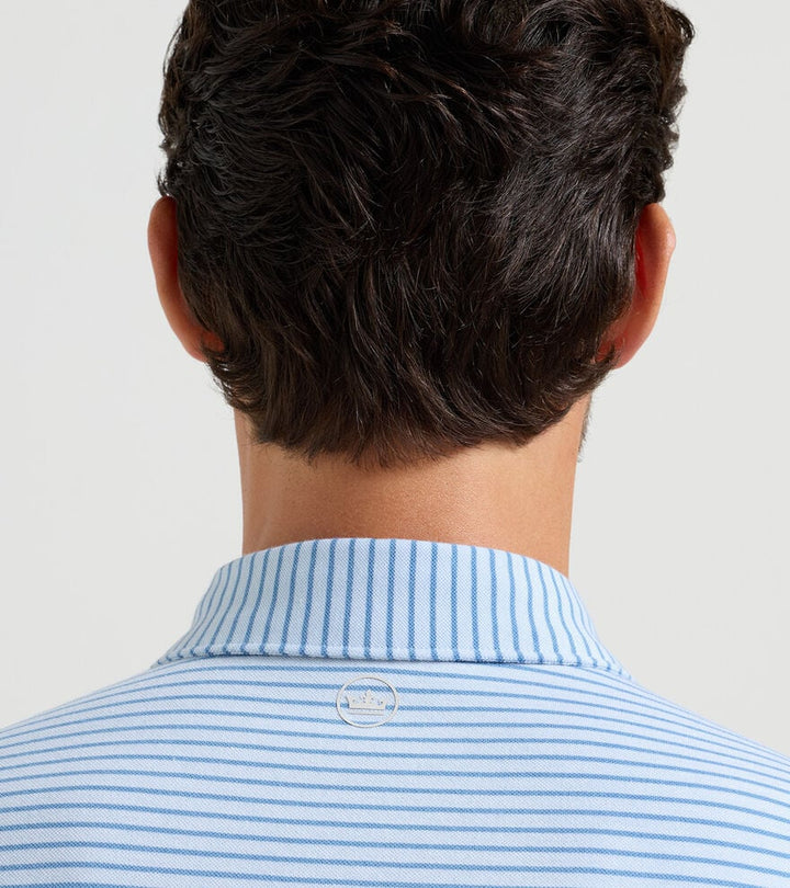 Peter Millar Albatross Stripe Cotton-Blend Piqué Polo: Blue Brisk