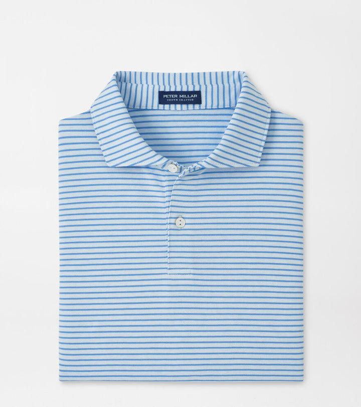 Peter Millar Albatross Stripe Cotton-Blend Piqué Polo: Blue Brisk