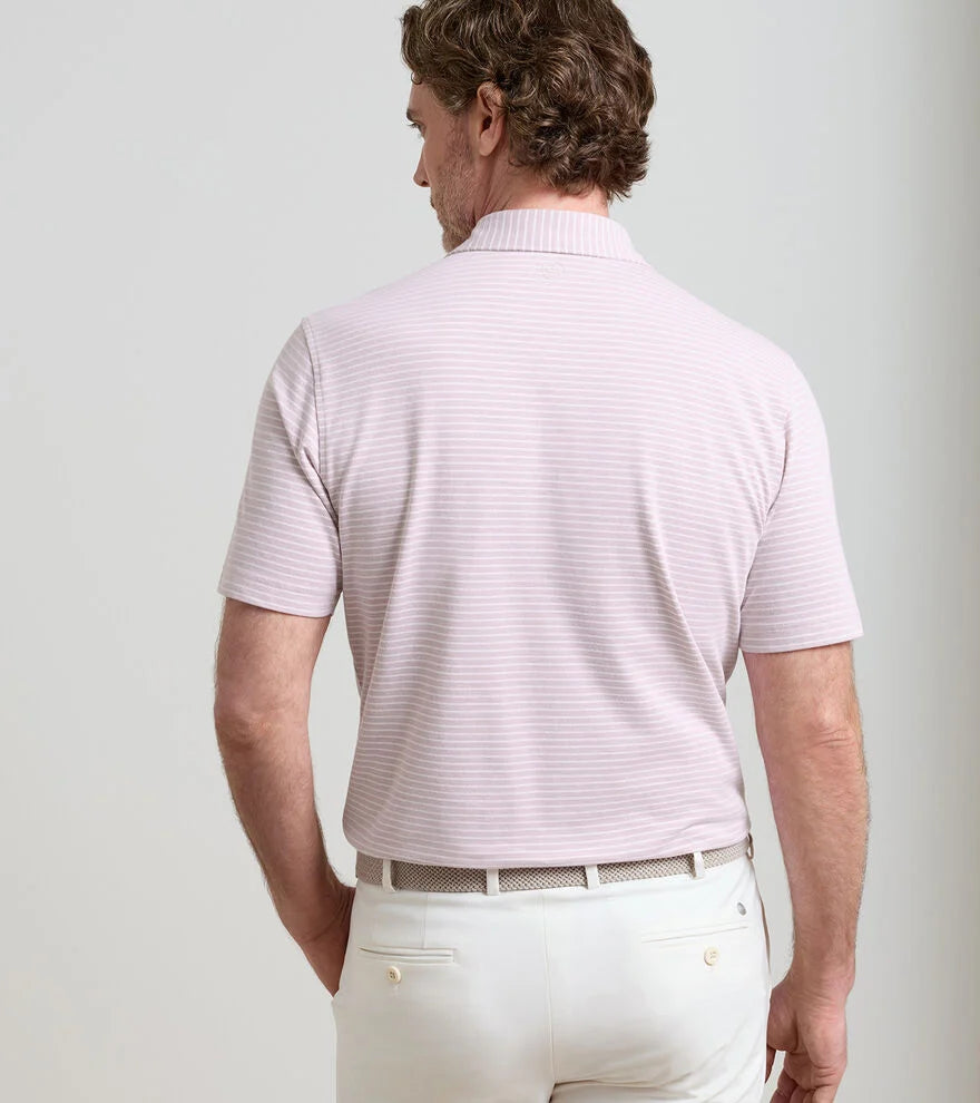 Peter Millar Albatross Stripe Cotton-Blend Piqué Polo: Faded Scarlet