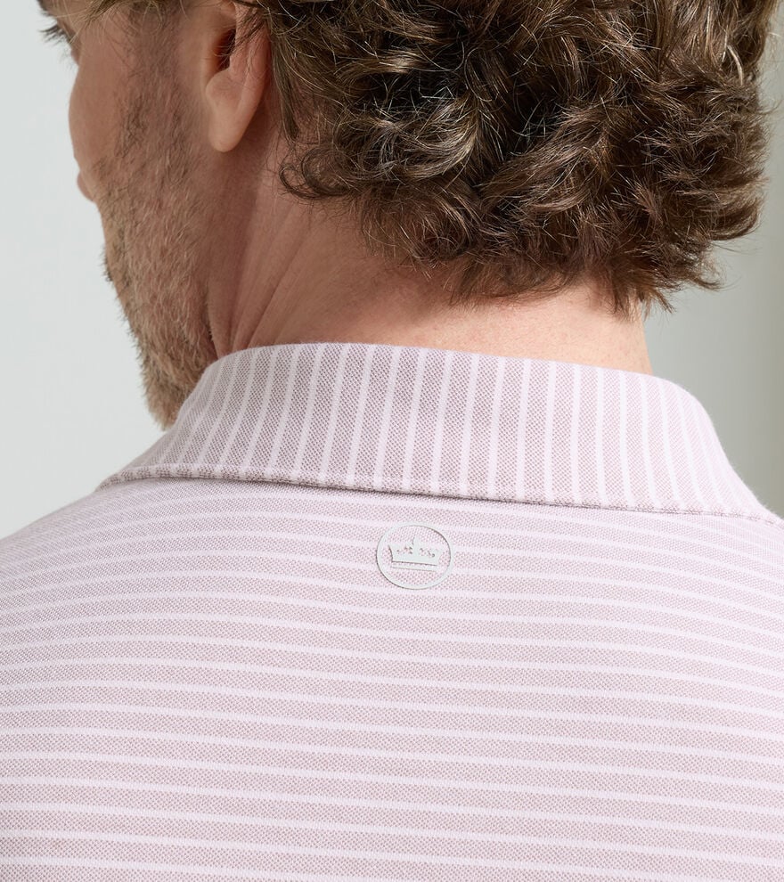 Peter Millar Albatross Stripe Cotton-Blend Piqué Polo: Faded Scarlet