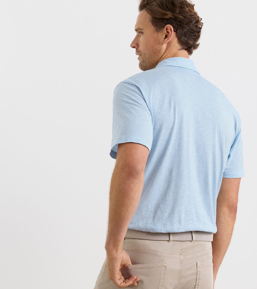 Peter Millar Journeyman Stripe Polo: Blue Brisk